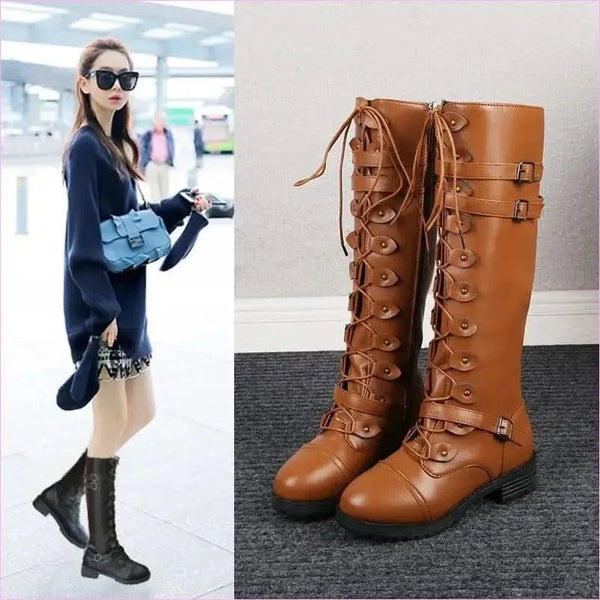 Stylish Women’s Knight Boots with Round Toe and Square Heel
