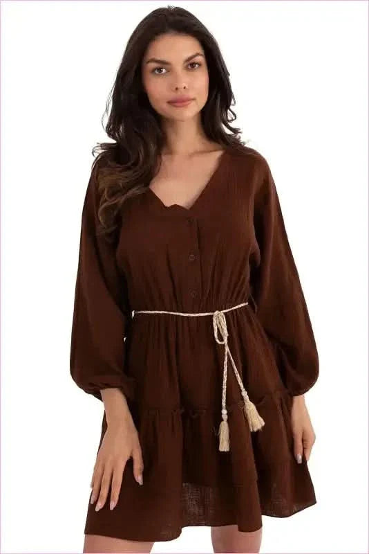 Summer Boho Style Muslin Mini Dress