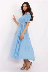 Summer Flared Midi Dress Fashion Style