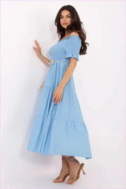 Summer Flared Midi Dress Fashion Style