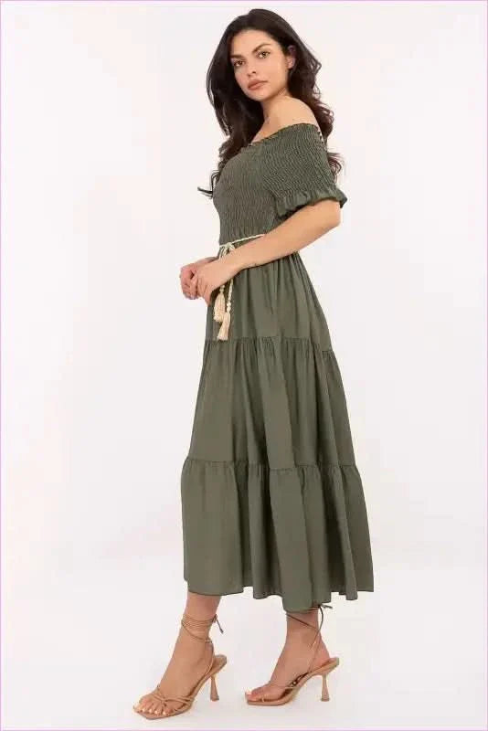 Summer Flared Midi Dress Fashion Style