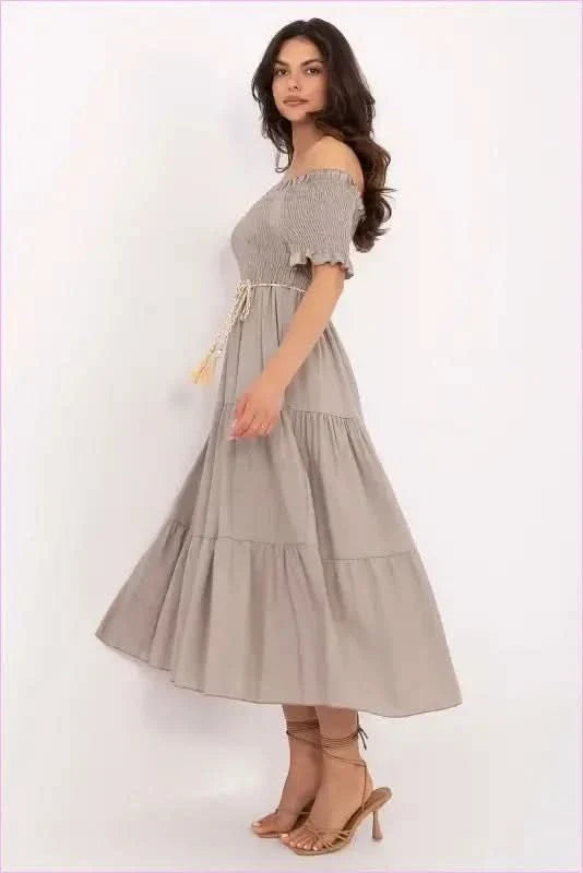 Summer Flared Midi Dress Fashion Style