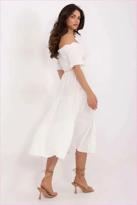 Summer Flared Midi Dress Fashion Style