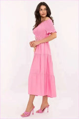 Summer Flared Midi Dress Fashion Style