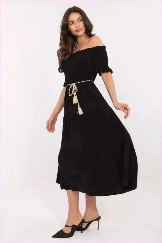 Summer Flared Midi Dress Fashion Style