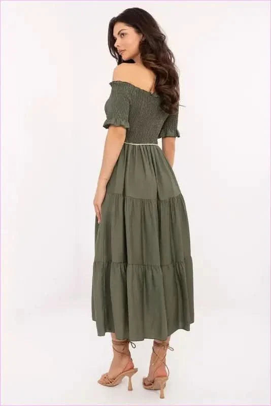 Summer Flared Midi Dress Fashion Style