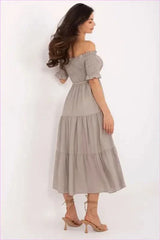 Summer Flared Midi Dress Fashion Style