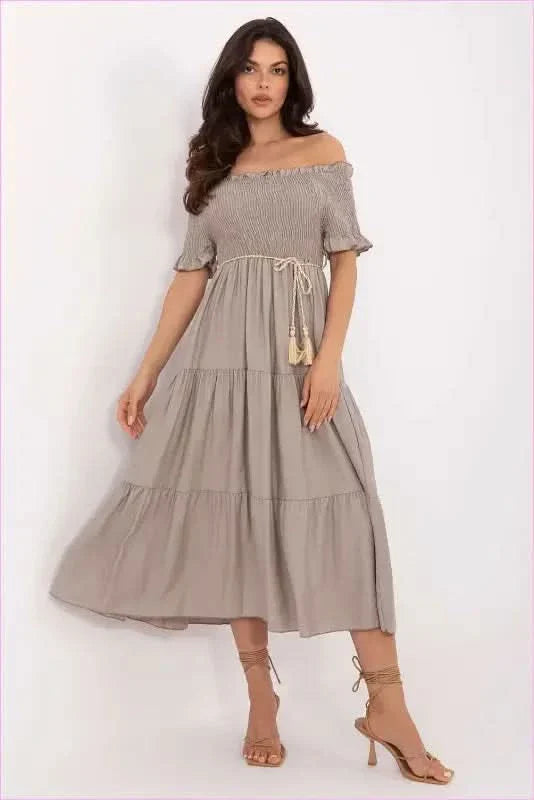 Summer Flared Midi Dress Fashion Style