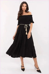 Summer Flared Midi Dress Fashion Style