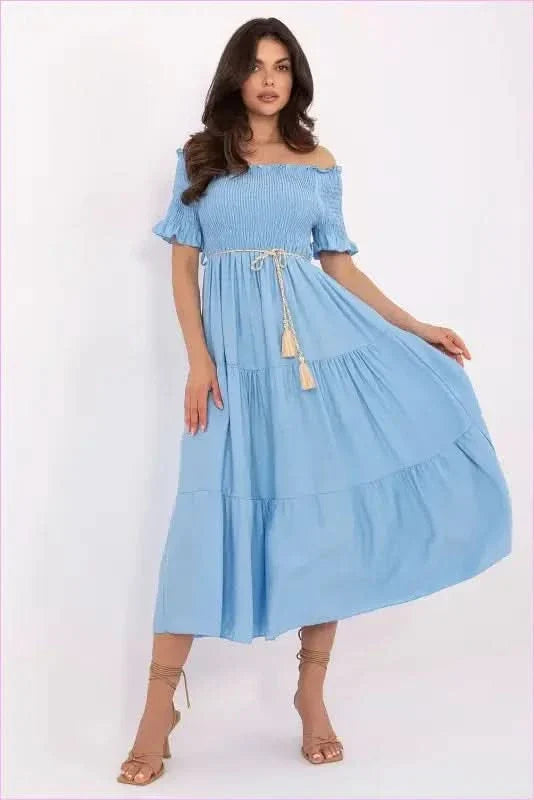 Summer Flared Midi Dress Fashion Style