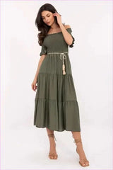 Summer Flared Midi Dress Fashion Style