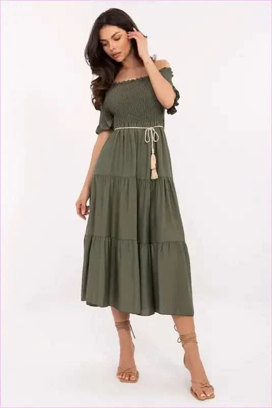 Summer Flared Midi Dress Fashion Style