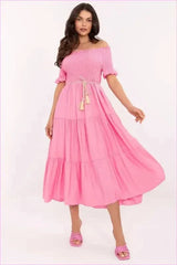Summer Flared Midi Dress Fashion Style