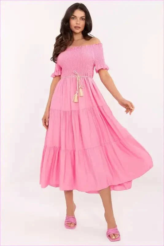 Summer Flared Midi Dress Fashion Style