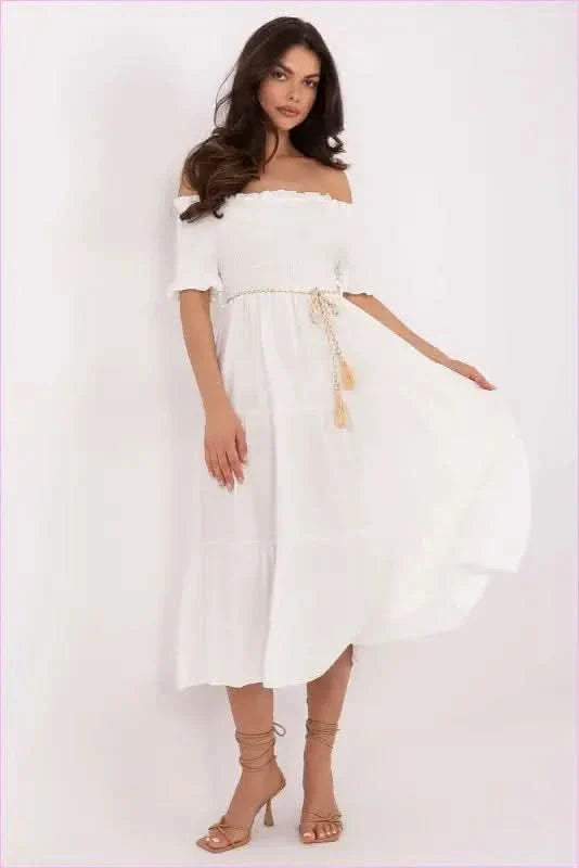 Summer Flared Midi Dress Fashion Style