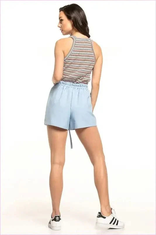 Summer Style Shorts with Belt and Pockets