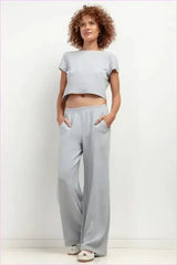 T404 Linen Pants Wide Leg Style for Women