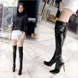 Tall Black Patent Over-the-knee Unisex Stiletto Boots