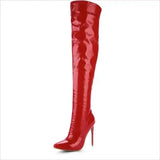 Tall Black Patent Over-the-knee Unisex Stiletto Boots