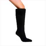 Tall White Furry Knee High Pointed Toe Boots with Crystal Transparent Heel