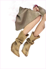 Tan Suede Split Toe Ankle Boots with Chunky Heel