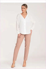 Tapered Trousers Golden Buckle Unique Style Fashion