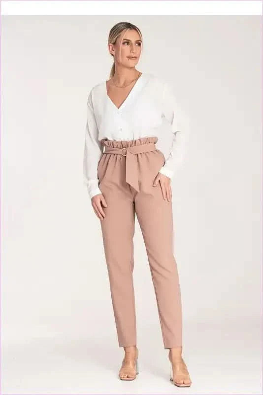 Tapered Trousers Golden Buckle Unique Style Fashion