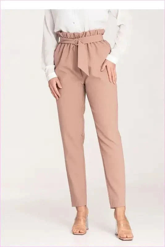 Tapered Trousers Golden Buckle Unique Style Fashion