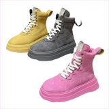 Thick Soled Motorcycle Boots Retro Style for Women