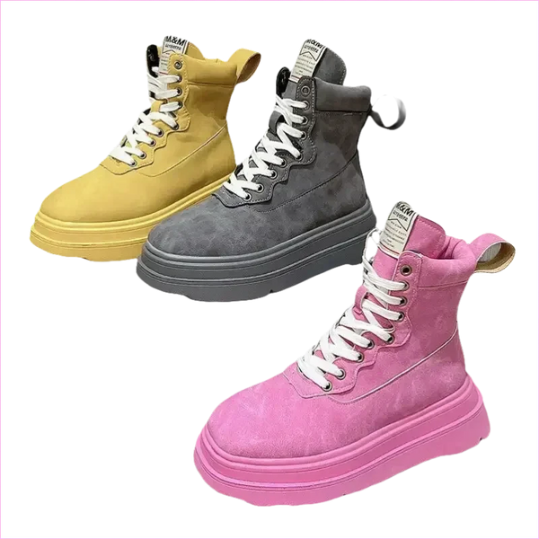 Thick Soled Motorcycle Boots Retro Style for Women