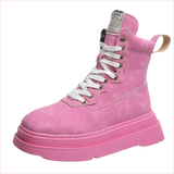 Thick Soled Motorcycle Boots Retro Style for Women