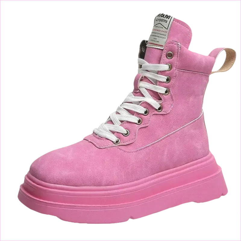 Thick Soled Motorcycle Boots Retro Style for Women