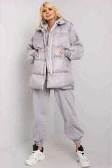 Three Piece Fashion Set Unique Style Lounge Set Vest Sweatshirt and Pants