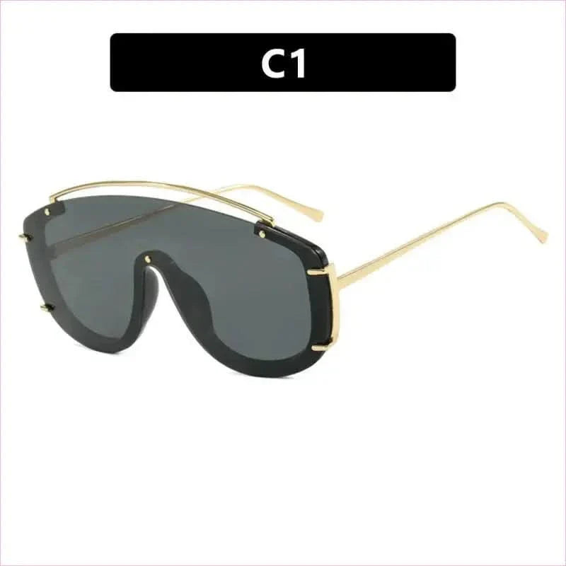 Trendy Large Frame Sunglasses with a Metallic High-end Feel