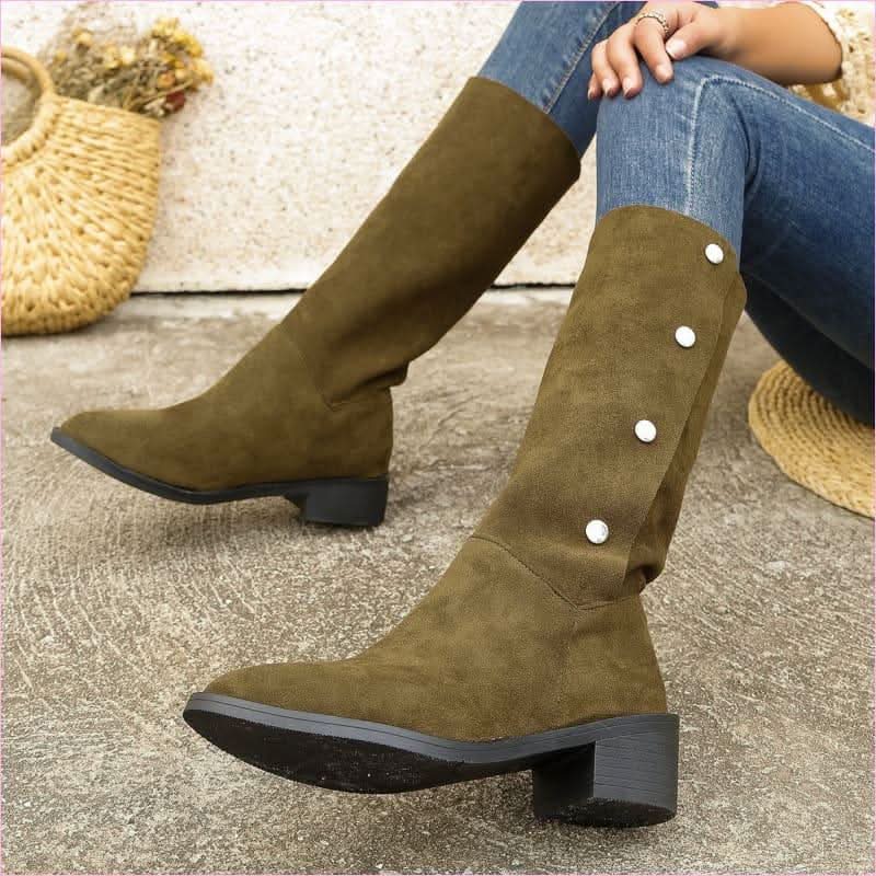 Trendy Unique Mid-calf Faux Suede Boots for Effortless Style