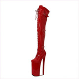 Ultra High Heel Multi Buckle High Platform Patent Boots