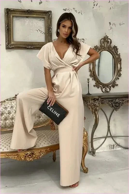 Unique Flared Sleeve Fashion Jumpsuit