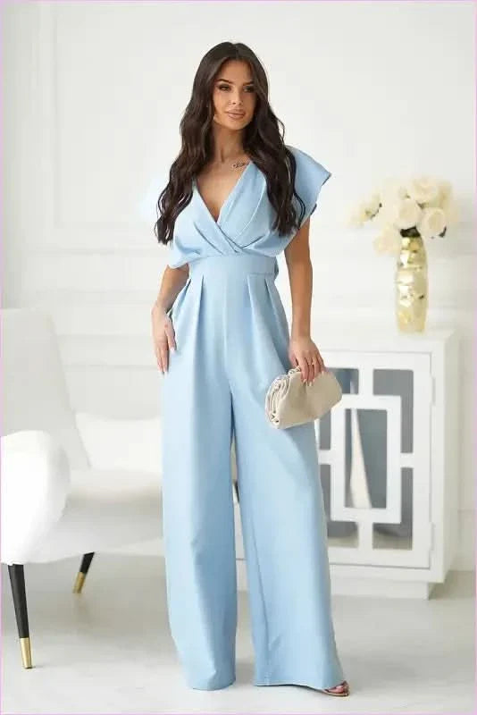 Unique Flared Sleeve Fashion Jumpsuit