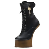 Unique Heel-less Hoof Lace Up Cosplay Lockable Boots in Black