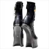 Unique Heel-less Hoof Lace Up Cosplay Lockable Boots in Black
