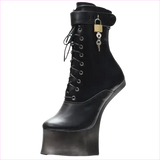 Unique Heel-less Hoof Lace Up Cosplay Lockable Boots in Black