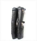Unique Knee-high Lace Up Ballet Boots with padlock
