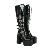 Unisex High Heel Punk Lace-up Multi Buckle Platform Boots