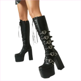 Unisex High Heel Punk Lace-up Multi Buckle Platform Boots