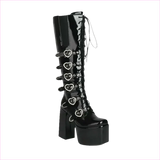 Unisex High Heel Punk Lace-up Multi Buckle Platform Boots