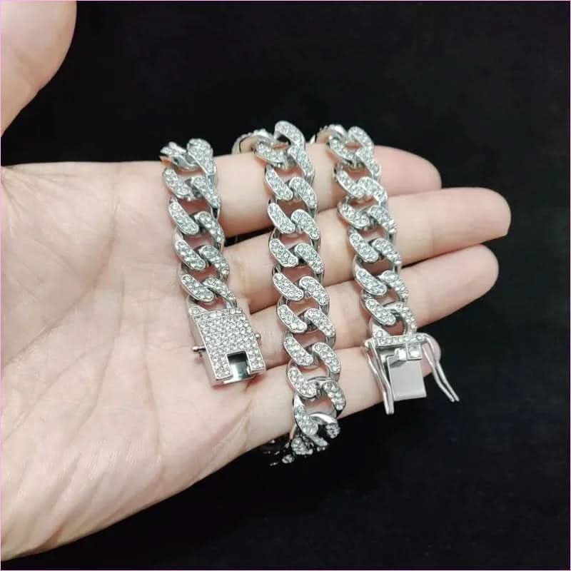 Unisex Hip Hop Bling Cuban 13mm Chain Necklace