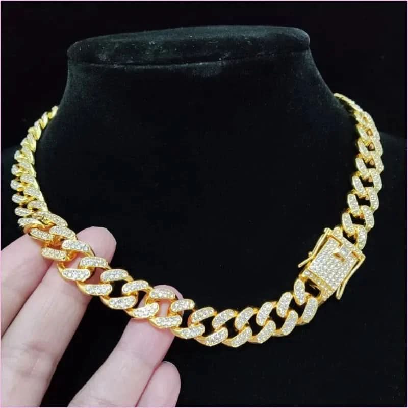 Unisex Hip Hop Bling Cuban 13mm Chain Necklace