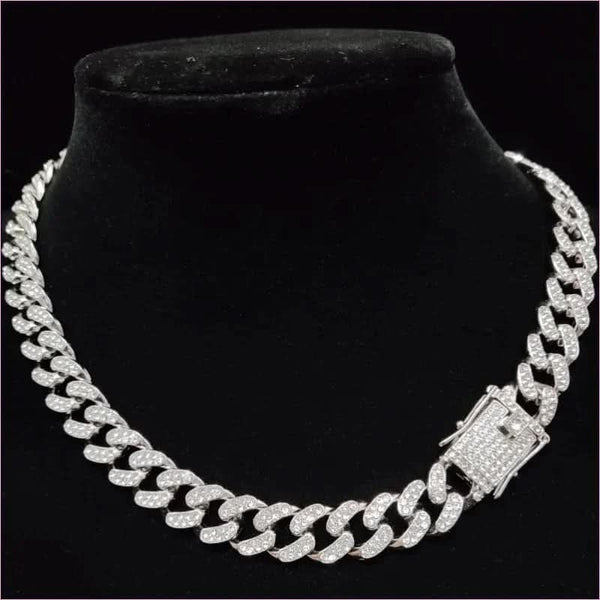 Unisex Hip Hop Bling Cuban 13mm Chain Necklace