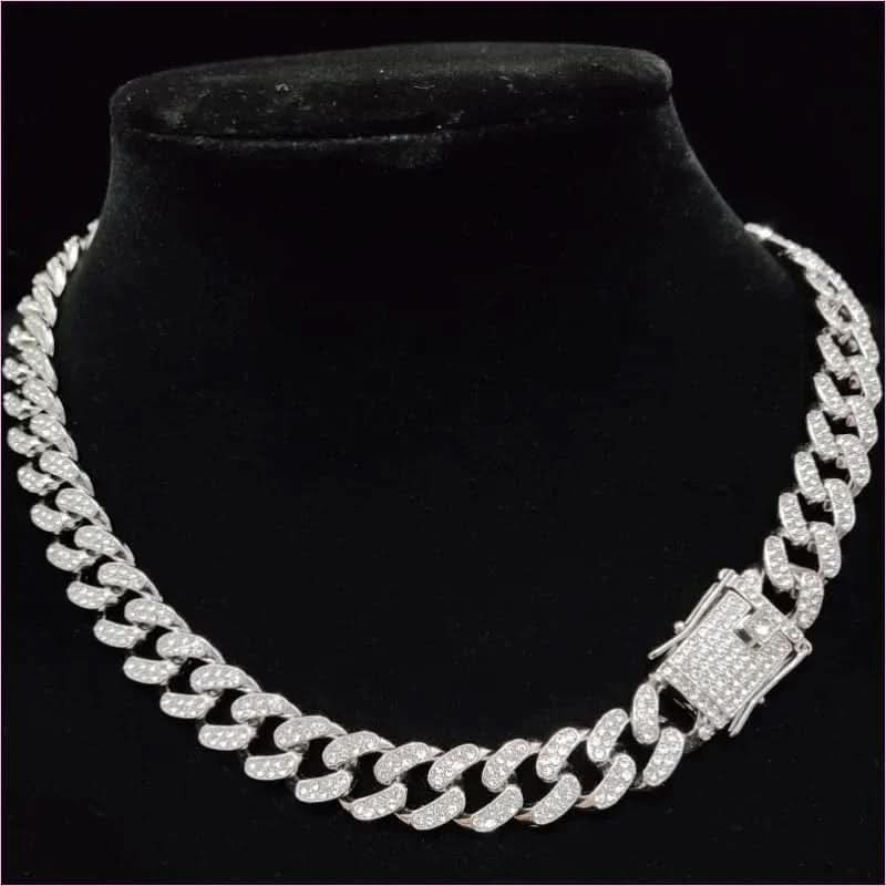Unisex Hip Hop Bling Cuban 13mm Chain Necklace