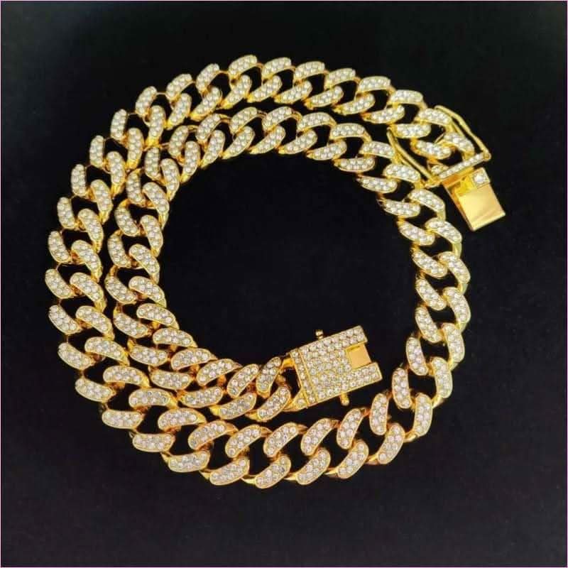 Unisex Hip Hop Bling Cuban 13mm Chain Necklace